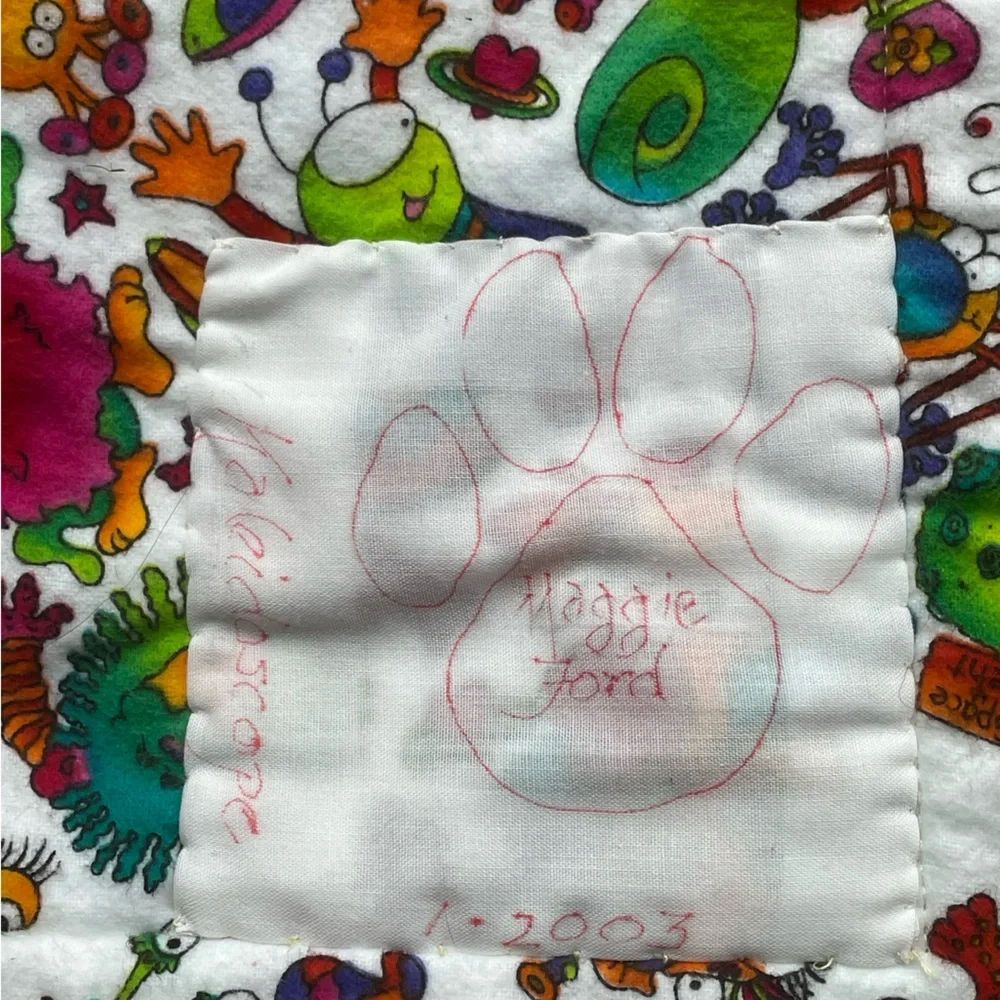 VTG Handmade Crib Toddler Bed Kaleidoscope Pinwheel Quilt Reversible 35”x35”